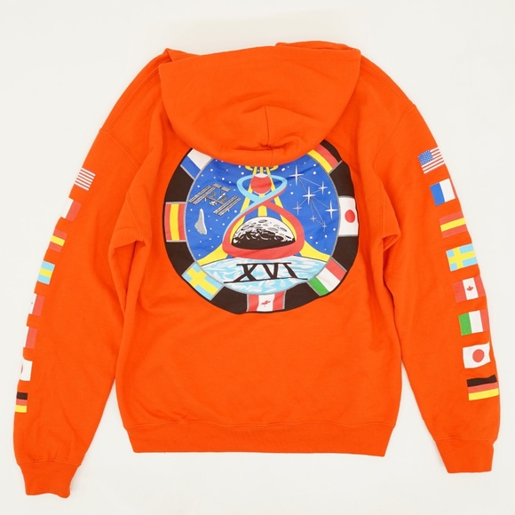 orange nasa hoodie with patches